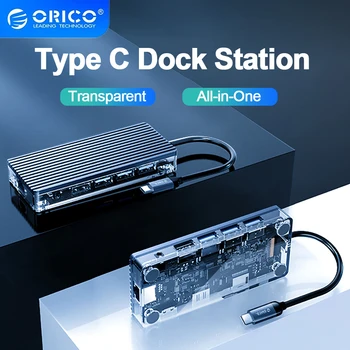 ORICO-11 인 1 USB c형 도킹 스테이션 허브 분배기, Usb c에서 Hdmi 변환기, 100W 고속 충전 카드 리더기, Pc 액세서리