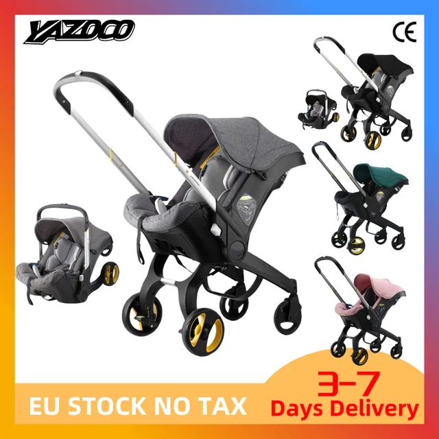 Poussette 4 en 1 pour bébé, poussette multifonctionnelle pliable avec siège auto, landau pour bébé, poussette portable 3 en 1 1