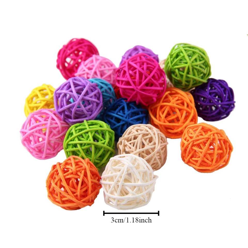 10 Stück mehrfarbige Rattan kugeln 3cm Weiden kugeln Dekor Zweig Kugeln Kugeln Vase Füllstoffe Vogel Spielzeug Geburtstags feier Weihnachts dekor