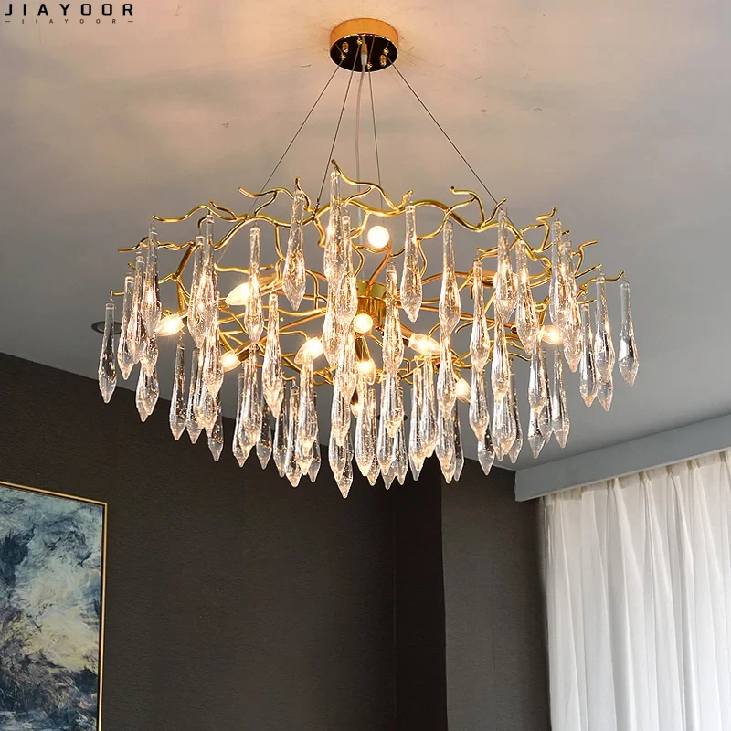 

American Crystal LED Dining Room Bedroom Glass Chandelier French Living Room Postmodern Crystal Home Decoration Chandelier