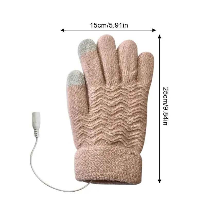 USB Electric Heated Gloves Winter Warm Knitted Mittens for Outdoor Sports Cycling Skiing Fishing