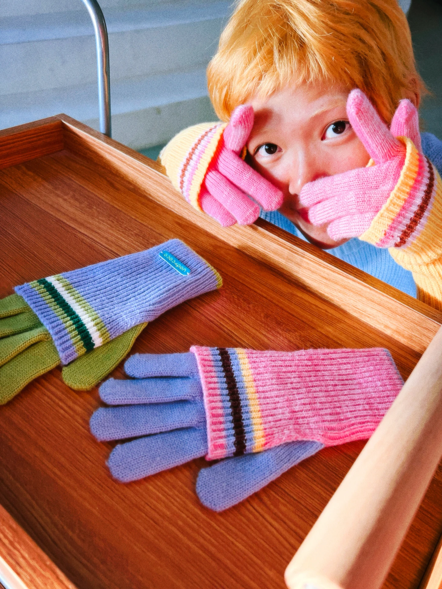 Uody 여성용 니트 울 장갑 겨울 따뜻한 롱 스타일 다채로운 레트로 대비 색상 통근 두꺼운 양털 안감