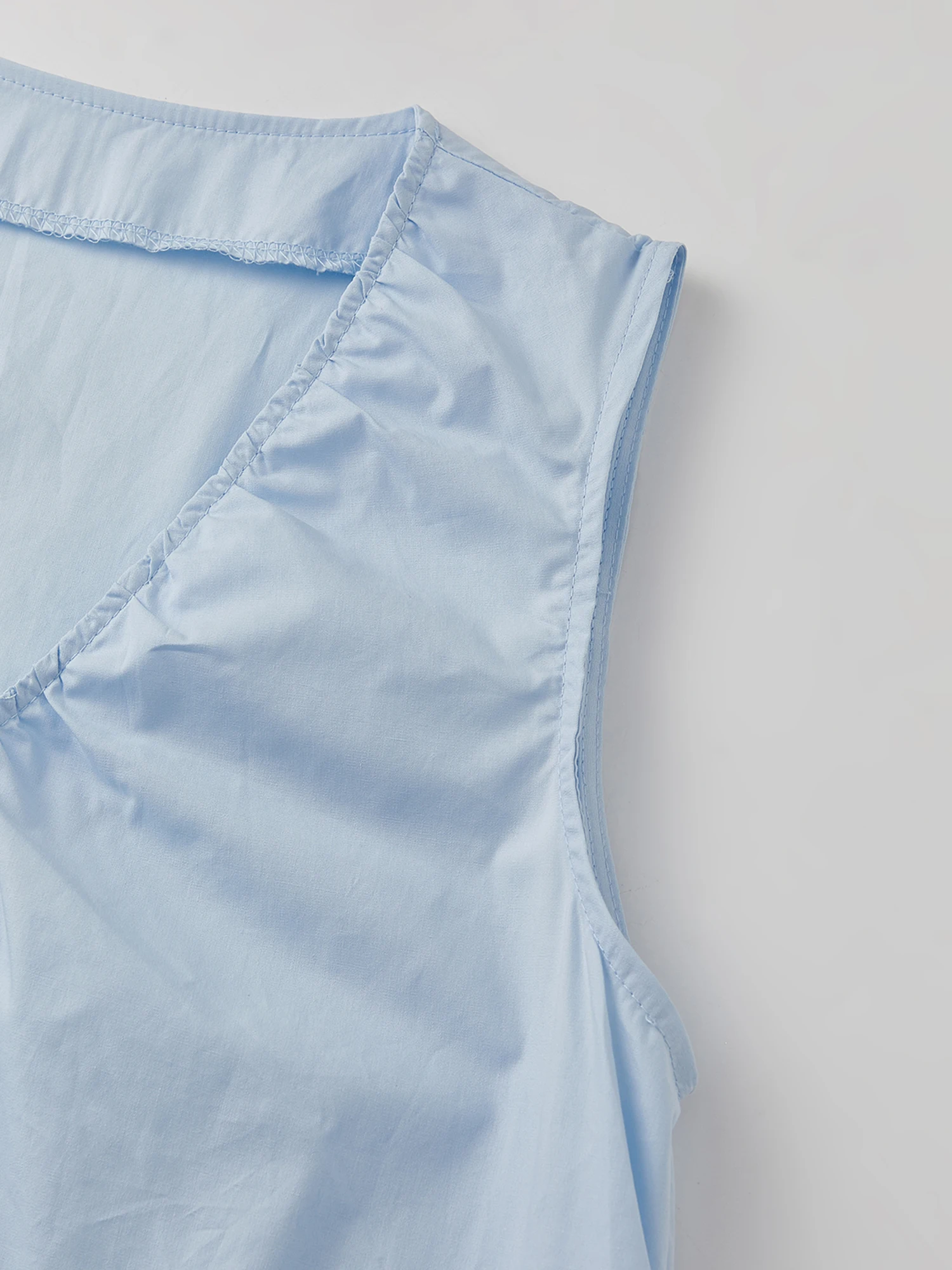 Women s Casual Sleeveless Maxi Dress Solid Color Scoop Neck Ruched Wide Strap Loose Fit Summer Tank Dress with Pockets