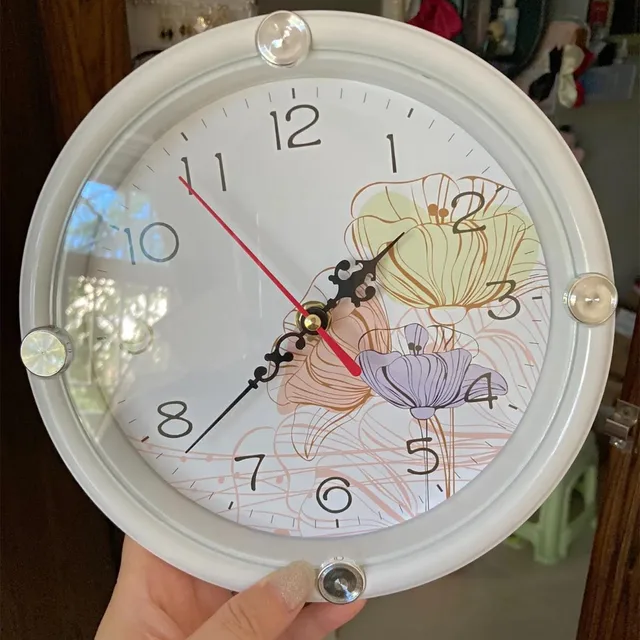 Kis Falóról Fehér Virág Minimalizmus All-Match Keret Csendes Kvarc Lógott, Páros Órák Nappali Otthoni Dekoráció Művészete - Image 5