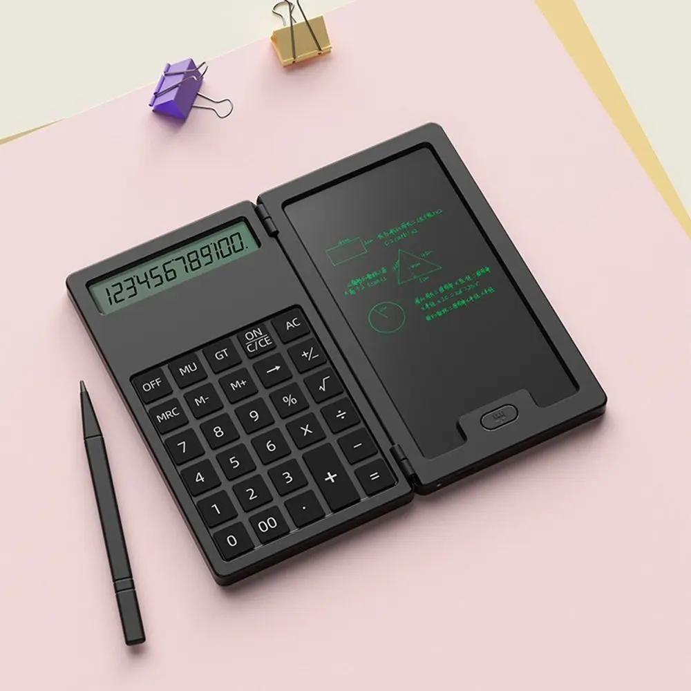 12자리 과학 계산기 LCD 메모장 쓰기 패드 수학 계산기(스타일러스 포함) 접이식 회계 계산기 사무실