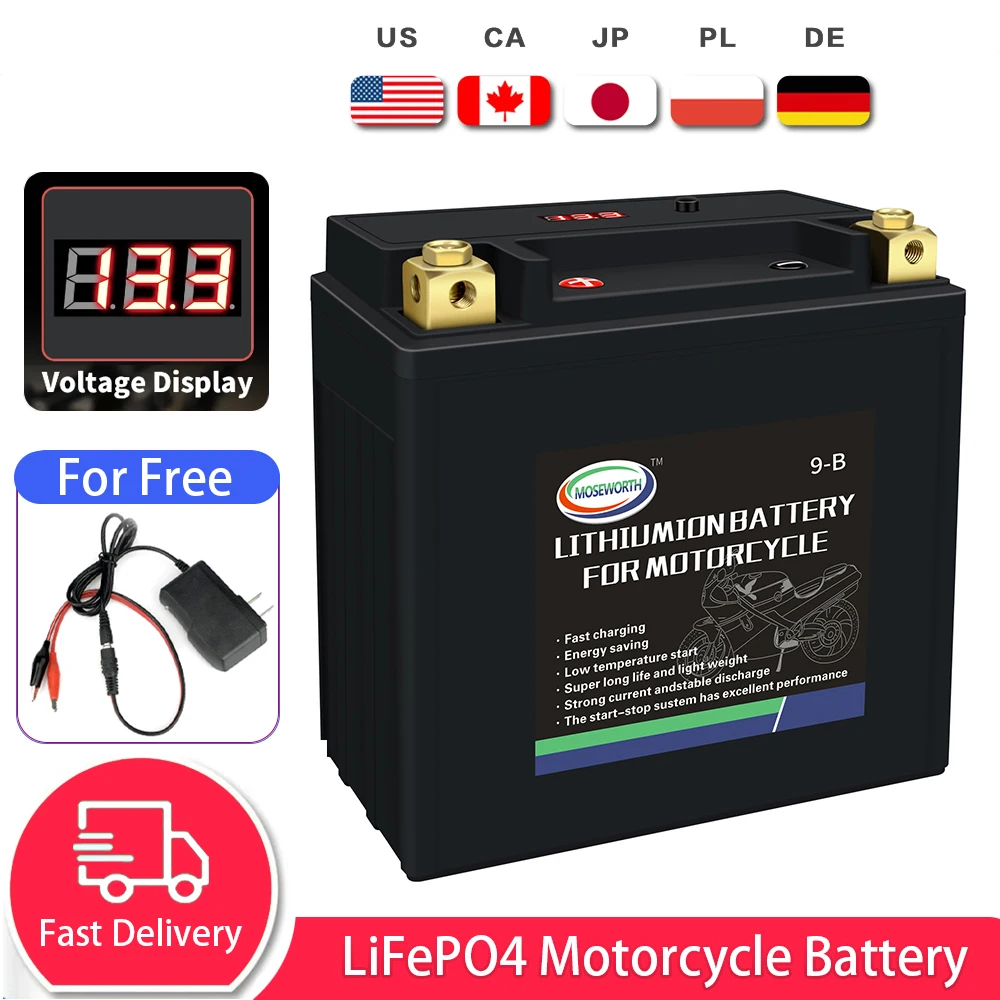 

9-B 12V 6Ah Motorcycle LiFePo4 Battery Built-in BMS Lithium Iron Phosphate Deep Cycles Power Bank For RV Campers Golf Cart