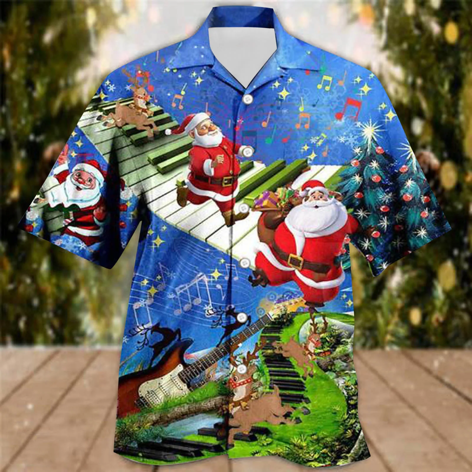 

Printed Short Sleeve Mens Christmas Santa Digital 3D Printing Short Sleeve Lapel Button Shirt Long Sleeved Tee Men Mens Workout