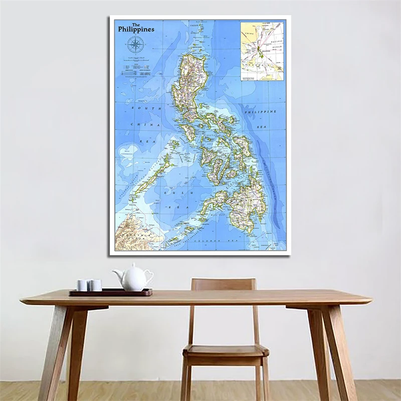 A2 Size Partial Political Map of Southeast Asia Foldable Frameless Philippines Map Country Travel Supplies Wall Decoration