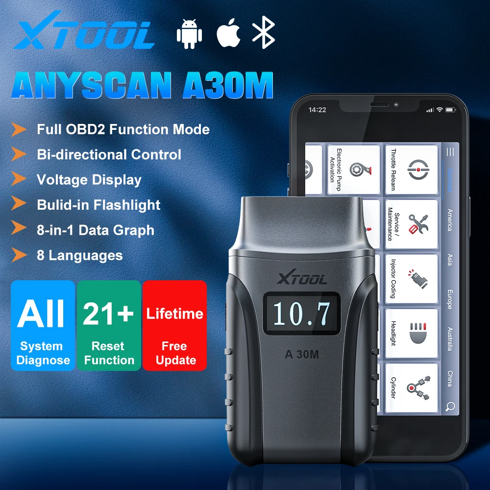 XTOOL ̺  Anyscan A30M, OBD2 ĳ, Ƽ ׽Ʈ ڵ  , ABS  ڵ , ڵ VIN   Ʈ