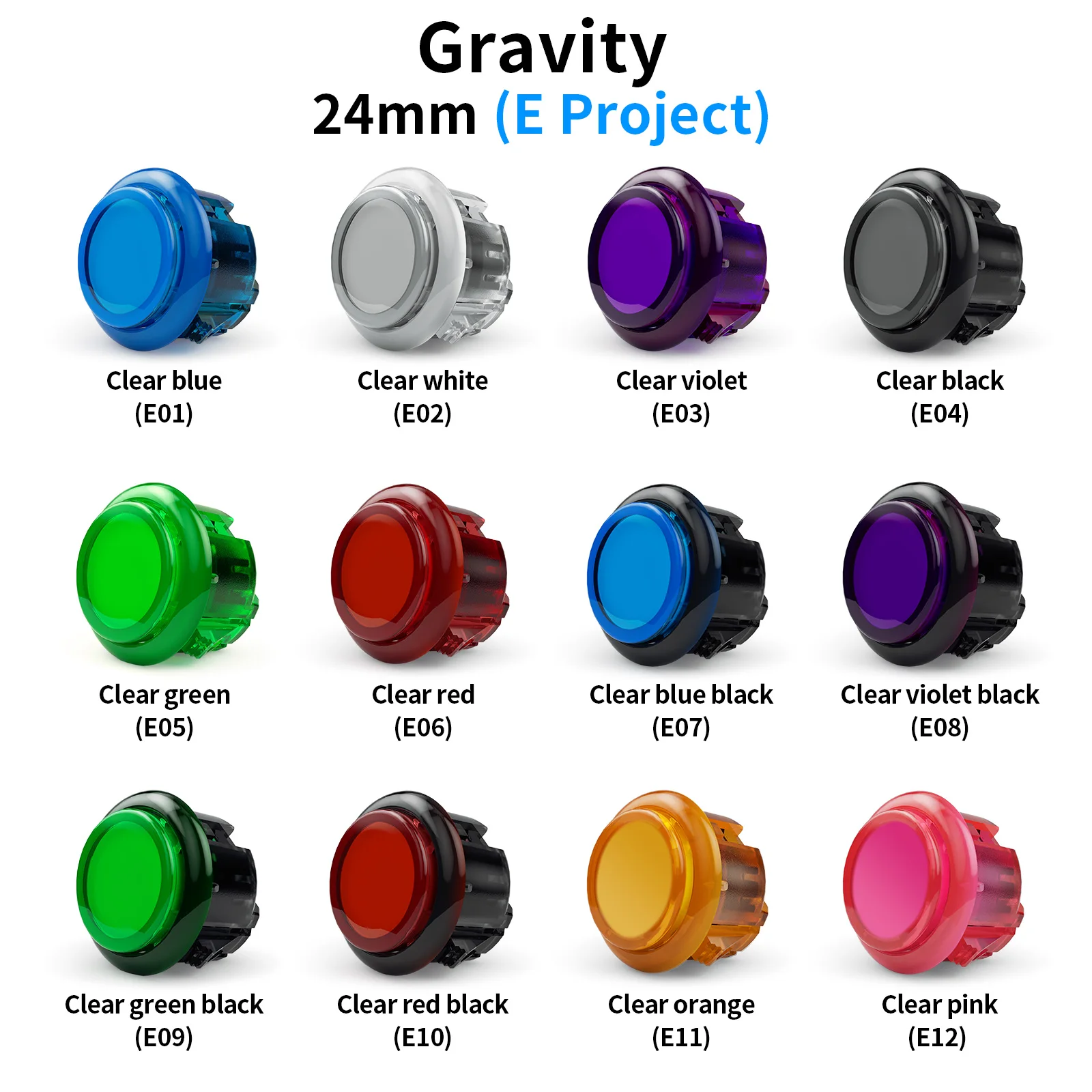 Arcade Button QANBA Gravity KS Mechanical Shafts Silent Pushbutton 30mm 24mm Snap-In (Boxed)