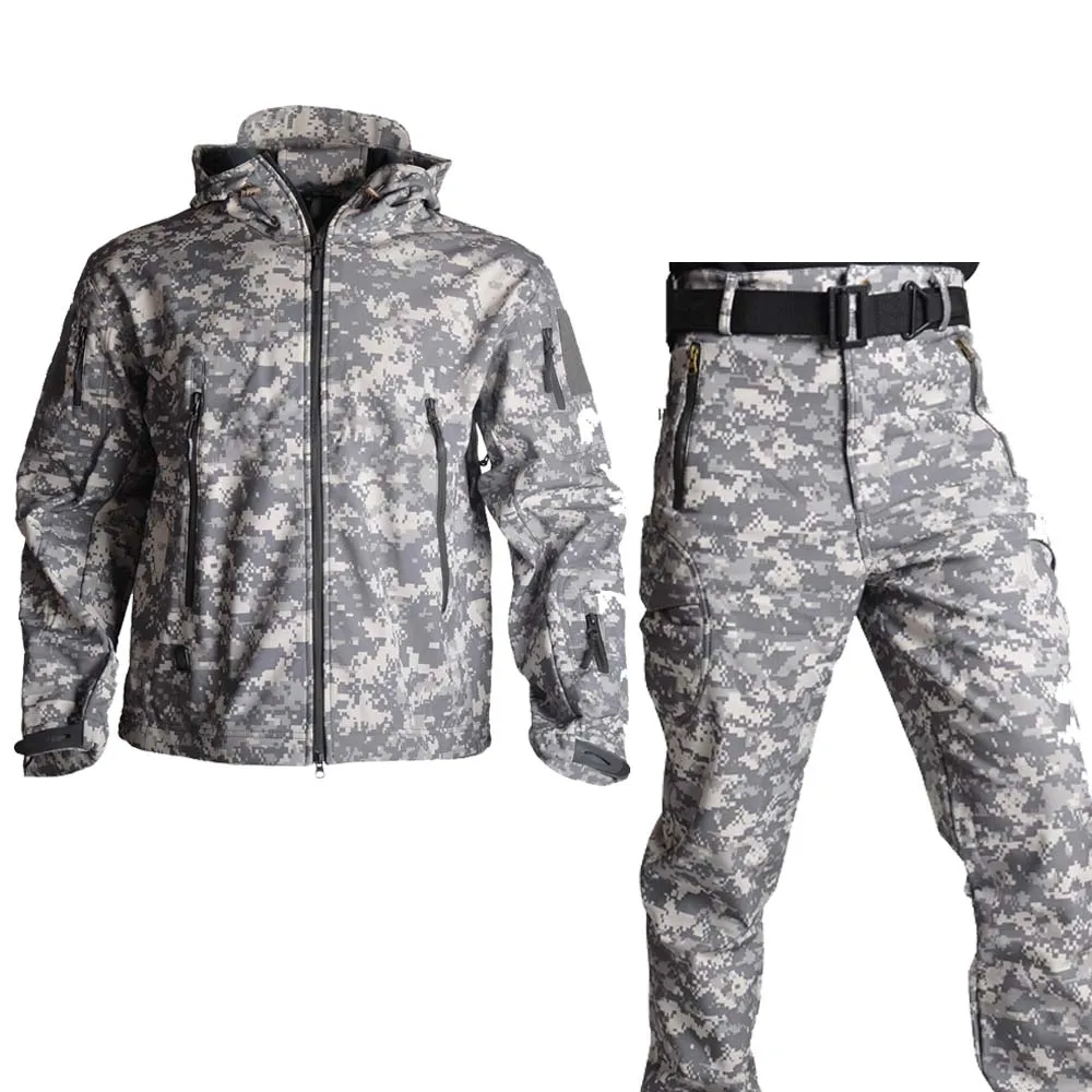 Tactical Jackets Uniform US Army Jacket Pants Military Shark Skin Softshell Fleece Clothes Windbreaker Pilot Field Hood Coat