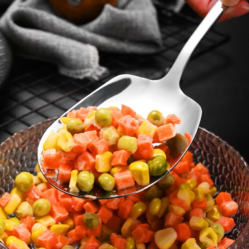 4-1pcs Large Stainless Steel Spoon Long Handle Spoons Kitchen Cutlery Rice Dumpling Porridge Soup Scoops Restaurant Tableware