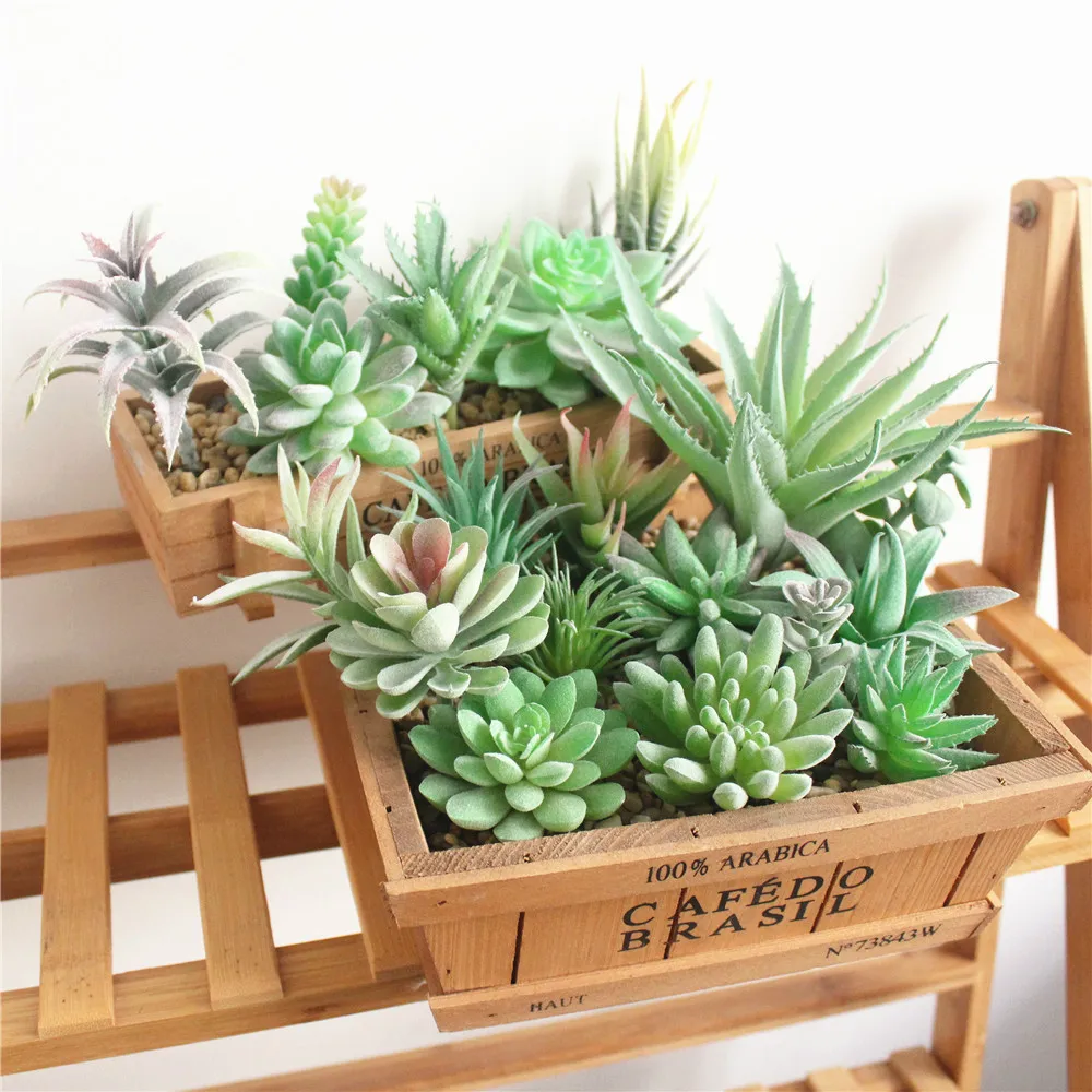 Verdant Flocked Artificial Succulents for Home and Garden Decor