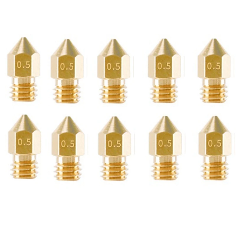 

10PCS MK8 Pointed Brass Nozzle 3D Printer Extruder Nozzles DIY Nozzle Print Head Consumables 1.75/0.5Mm