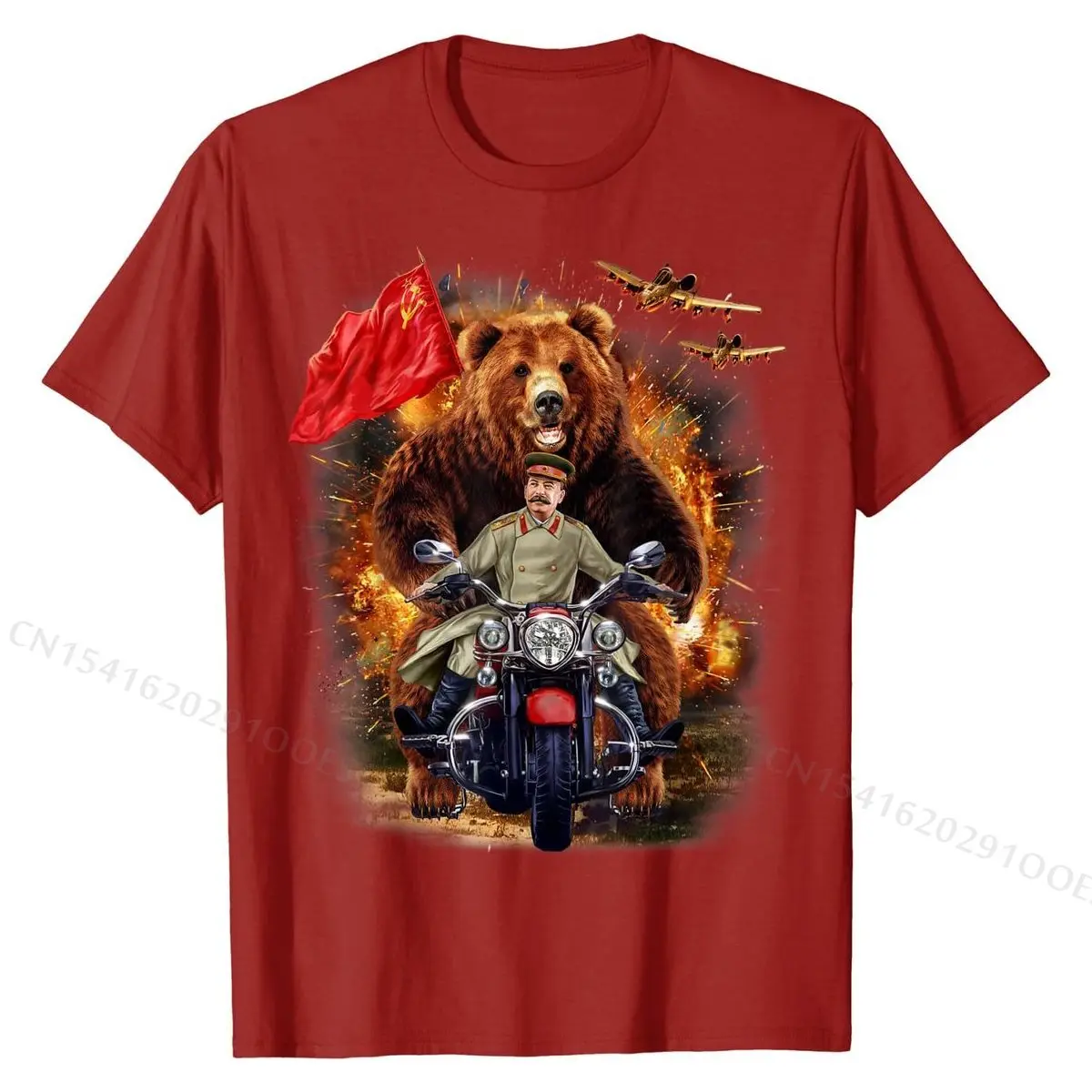 T-Shirt, Grizzly and Soviet Stalin in Epic Battle T Shirts for Men Summer Tops Shirt Prevalent Printed Cotton