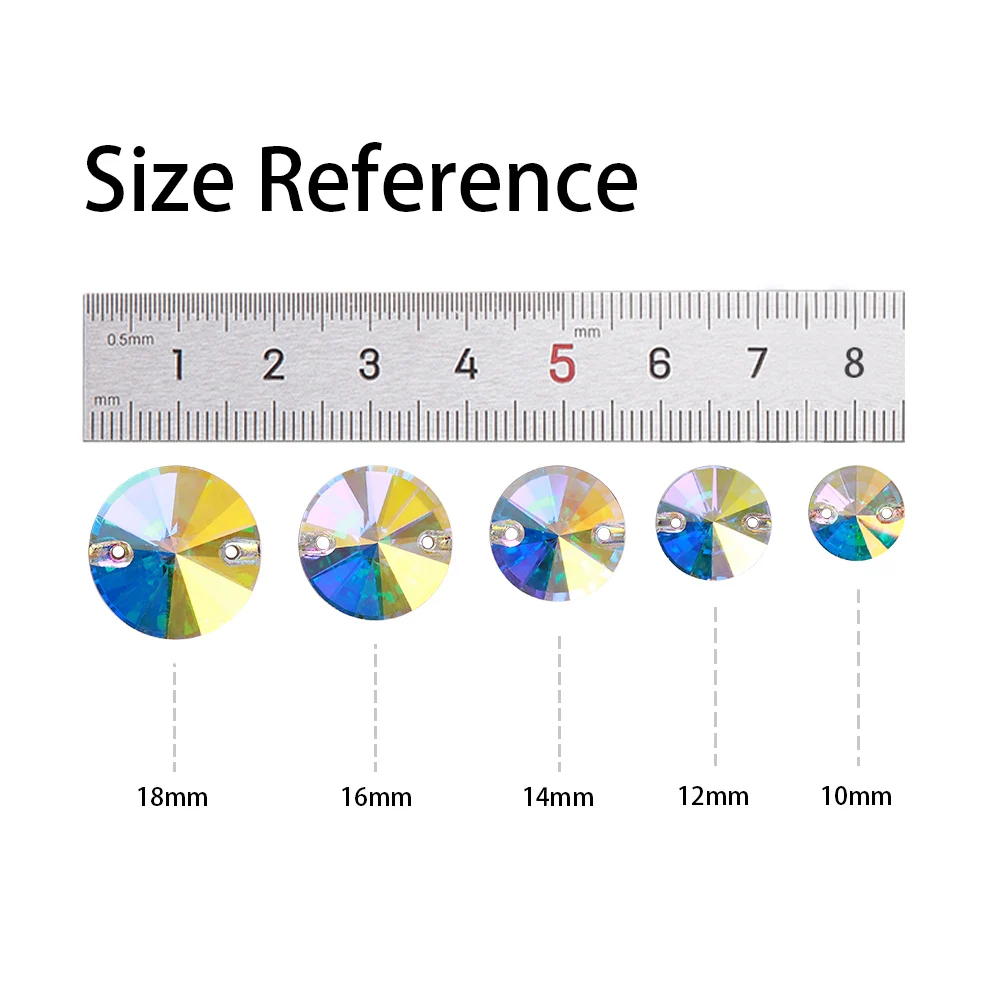 리볼리 크리스탈 AB K9 유리 재봉 라인스톤, 크리스탈 플랫백 재봉 스트라스 스톤, DIY 공예 의류, 최고 품질