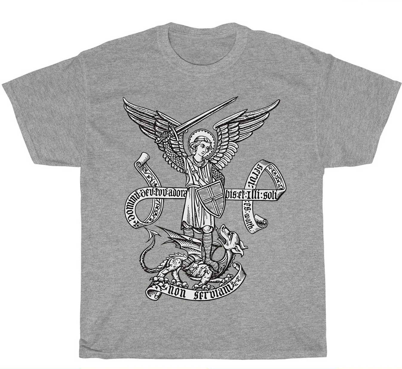 Catholic Angel Defend Us. Archangel St Michael T-Shirt. Summer Cotton Short Sleeve O-Neck Mens T Shirt New S-3XL
