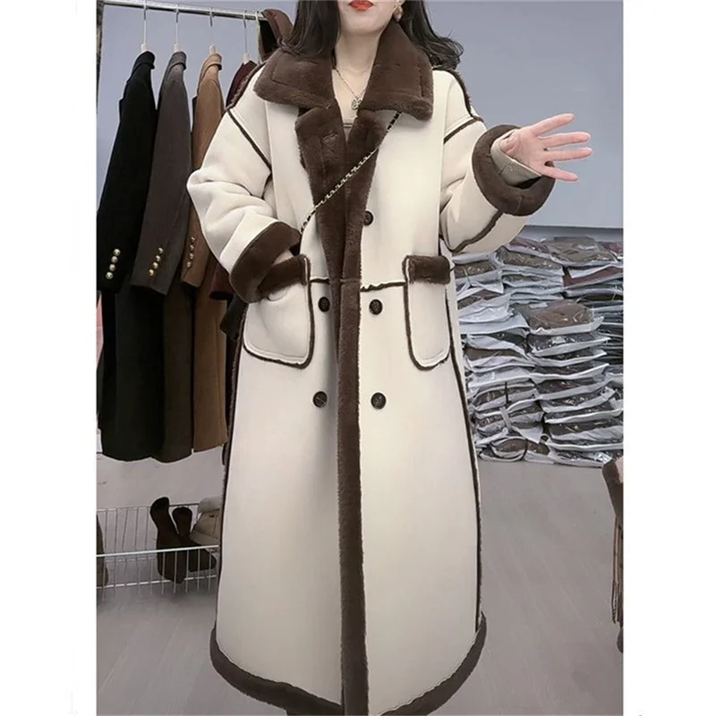 Imitation Fur Coat For Women's Winter 2025 New Suede Lamb Fur Loose And Slimming Thicken Long fur Jacket wool Suede Velvet Coat