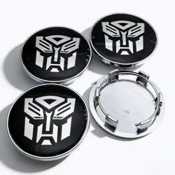 Set of 4 Transformers Logo Wheel Center Caps - Stylish Car Wheel Emblem Badges - 4pcs T69 Wheel Caps (69mm S Black SilverD)