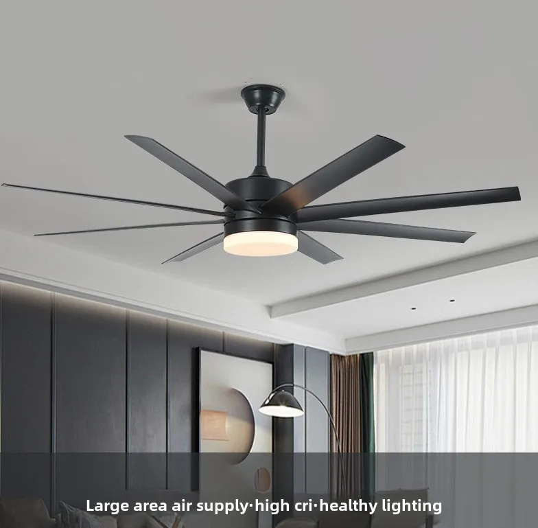 72 Inch Ceiling Fan Large Black Ceiling Fan with LED Light Remote Quiet DC Motor 6 Speeds for Patio Garage Shop