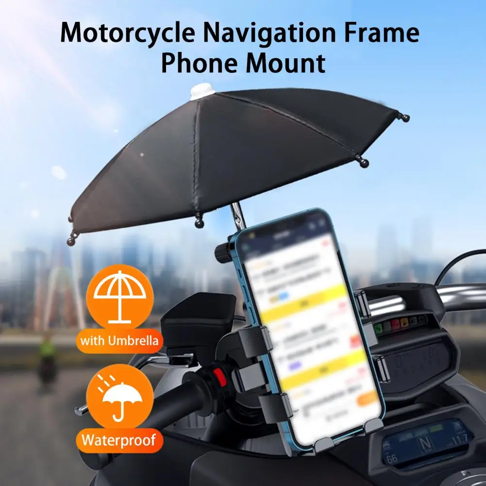 

360 Degree Rotatable Adjustable Height Motorcycle Phone Holder with Umbrella Motorcycle Handlebar Cell Phone Clamp Motorcycle Ac