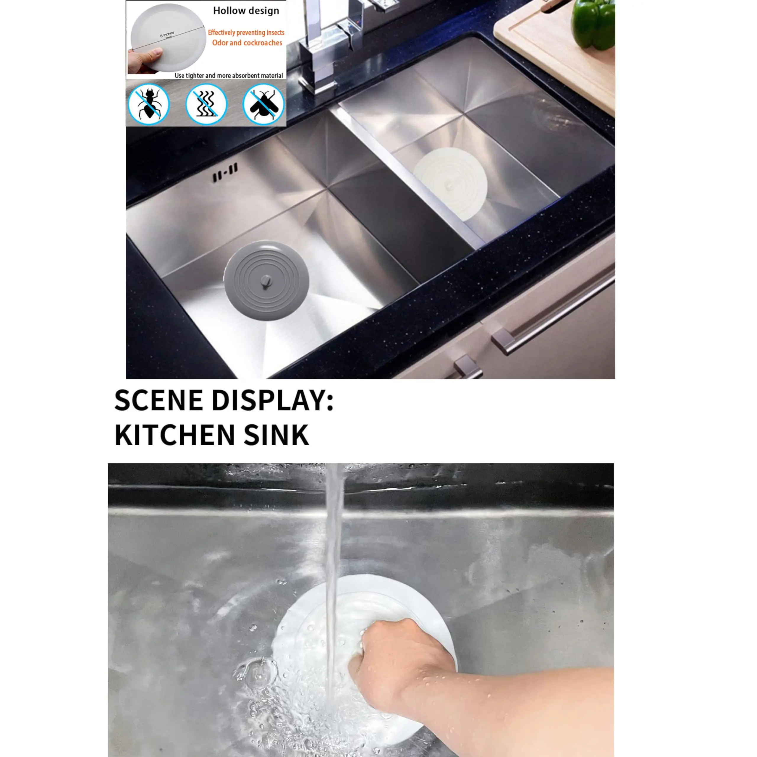Tub Stopper Large Silicone Drain Plug Bathtub Drain Stopper Bathroom Hair Flat Suction Cover for Kitchen Bathroom Bathtub Stopper