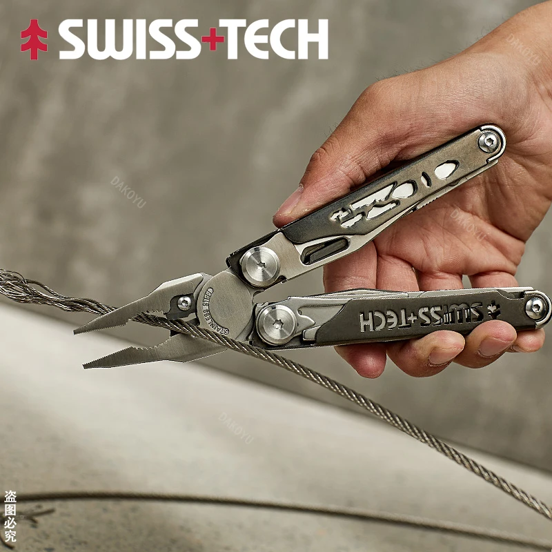 SwissTech 접이식 멀티툴 플라이어, 18/37 in 1 다기능 조합 도구, 접이식 가위, EDC 야외 장비
