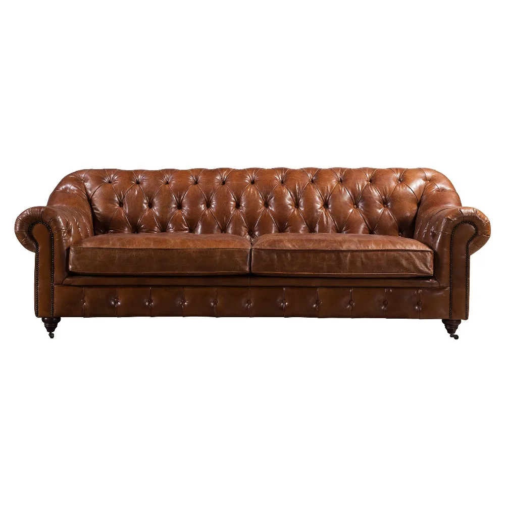 

Living Room Furniture Italy Leather Chesterfield Sofa With Buckle Design Customized