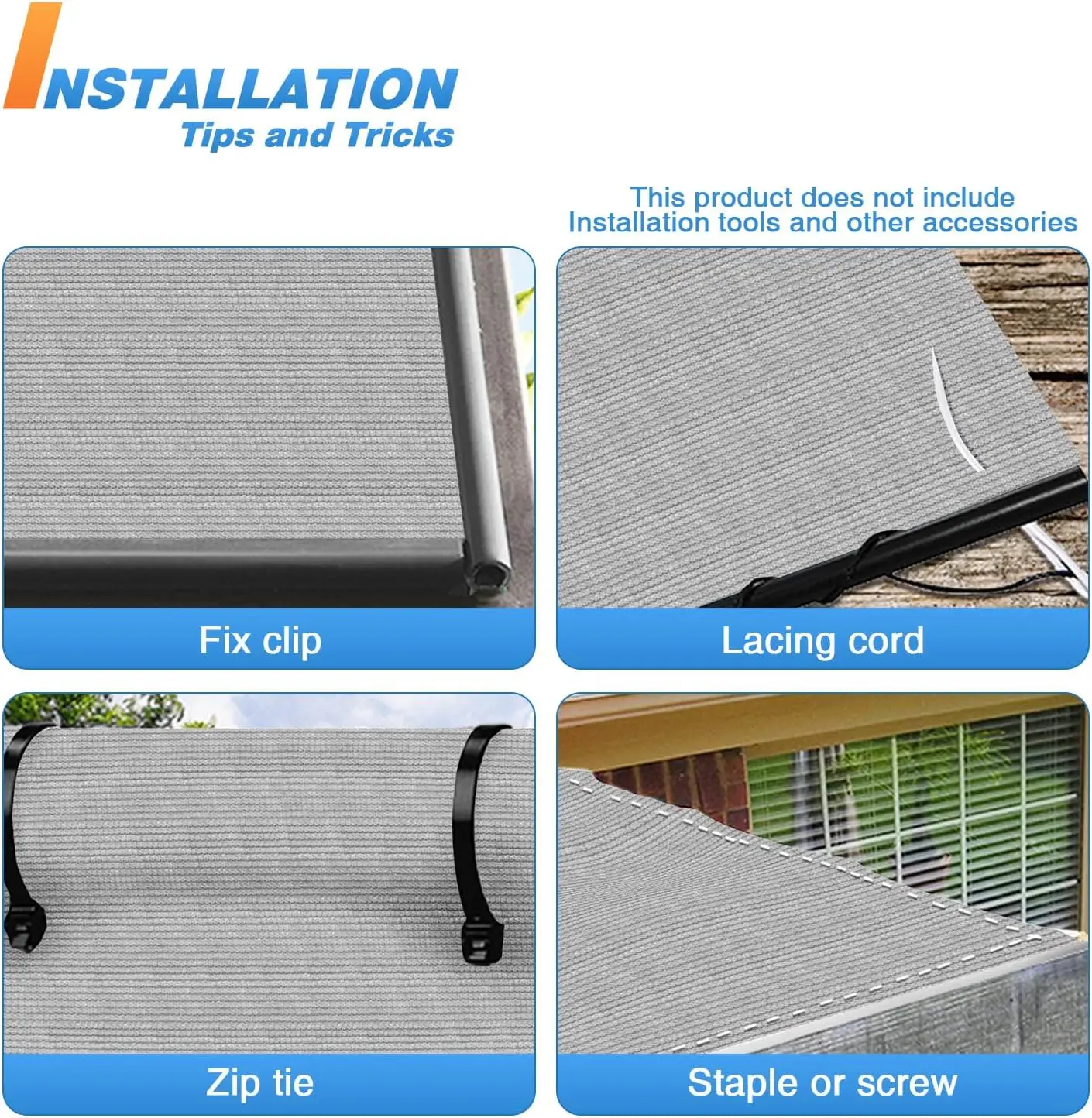 Sunshades 6'x15' Shade Cloth Light Grey, Pergola Canopy Replacement Fabric Roll Blockage UV Resistant Mesh Net