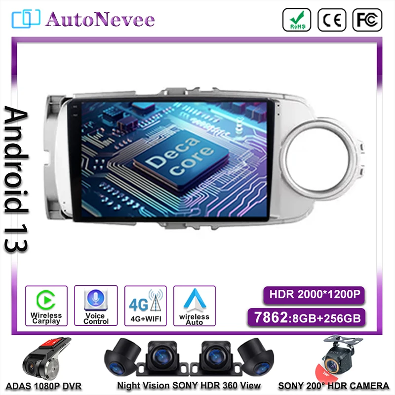 

DVD Android13 For Toyota Yaris 2012-2017 Car Radio Autoradio Multimedia Video GPS Player Navigatie Head Unit Carplay HDR No 2Din