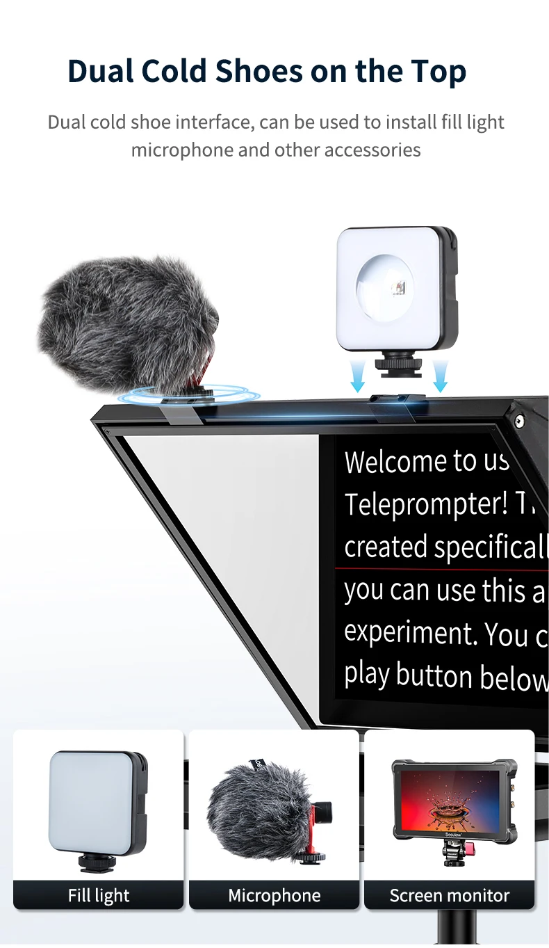 Desview T20 20-inch Professional Broadcast Teleprompter Applicable to Multiple S