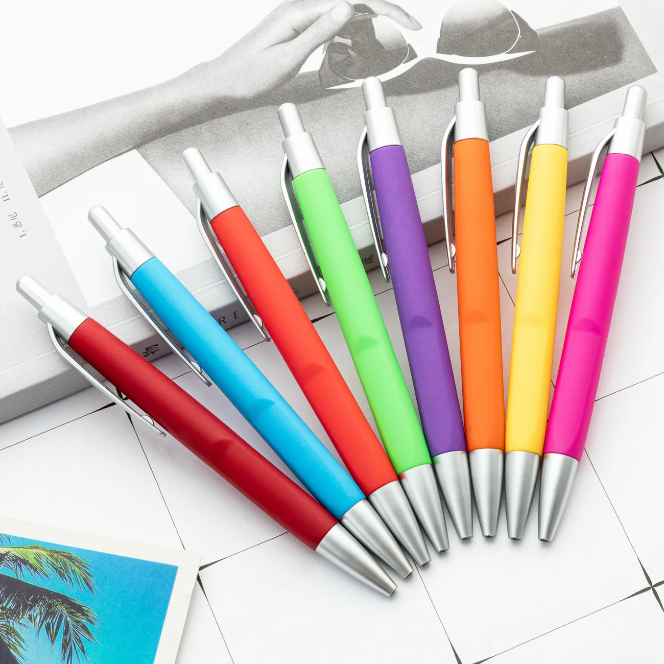 

104 Pcs Business Gift Pen Colorful Glue Spray Ballpoint Pen Press Advertising Pen For Hotel Conference Promotion Pen
