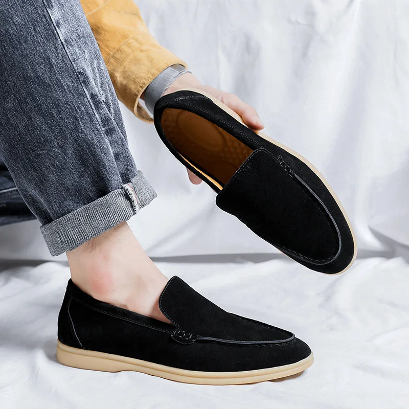 Men's Casual Shoes Cow Suede Genuine Leather Men Classic British Style Loafers Moccasins Mens Light Comfortable Driving Flats 5