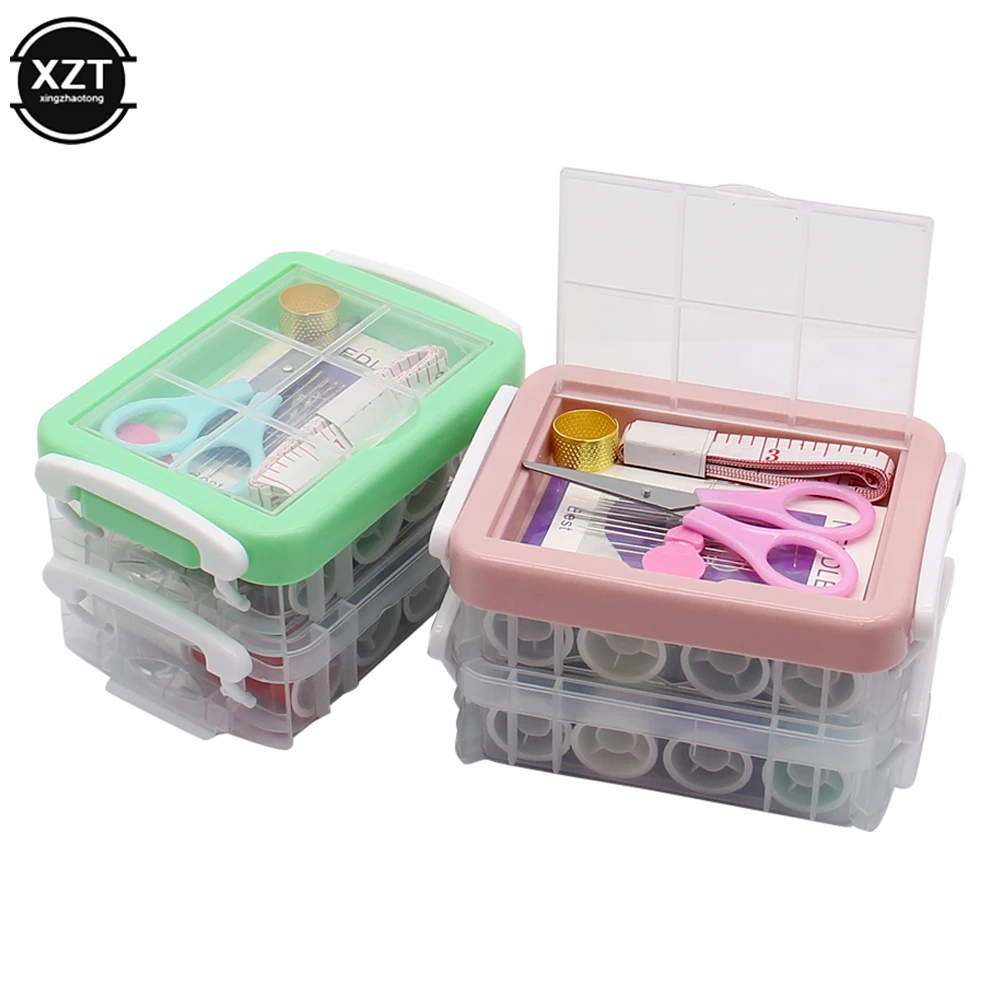 2022 Multifunction PP Box Sewing Kit Needle Tape Scissor Threads Sewing