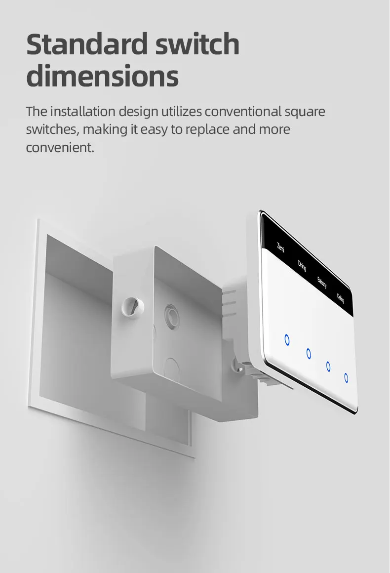 Zigbee Smart DIY Name Switch Horizontal Display Screen US Touch Light Switch Wor