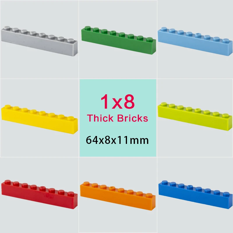 

1x8 Dots Thick Bricks Blocks MOC Creative Educational Toys Building Assemblage Kids Learning Gift Size Compatible Brand 3008