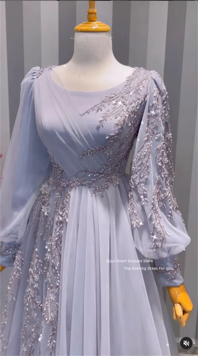 Women Prom Dresses Xijun Modest Moroccan Kaftan Evening Dubai Long Formal Party Saudi Arabia Glitter