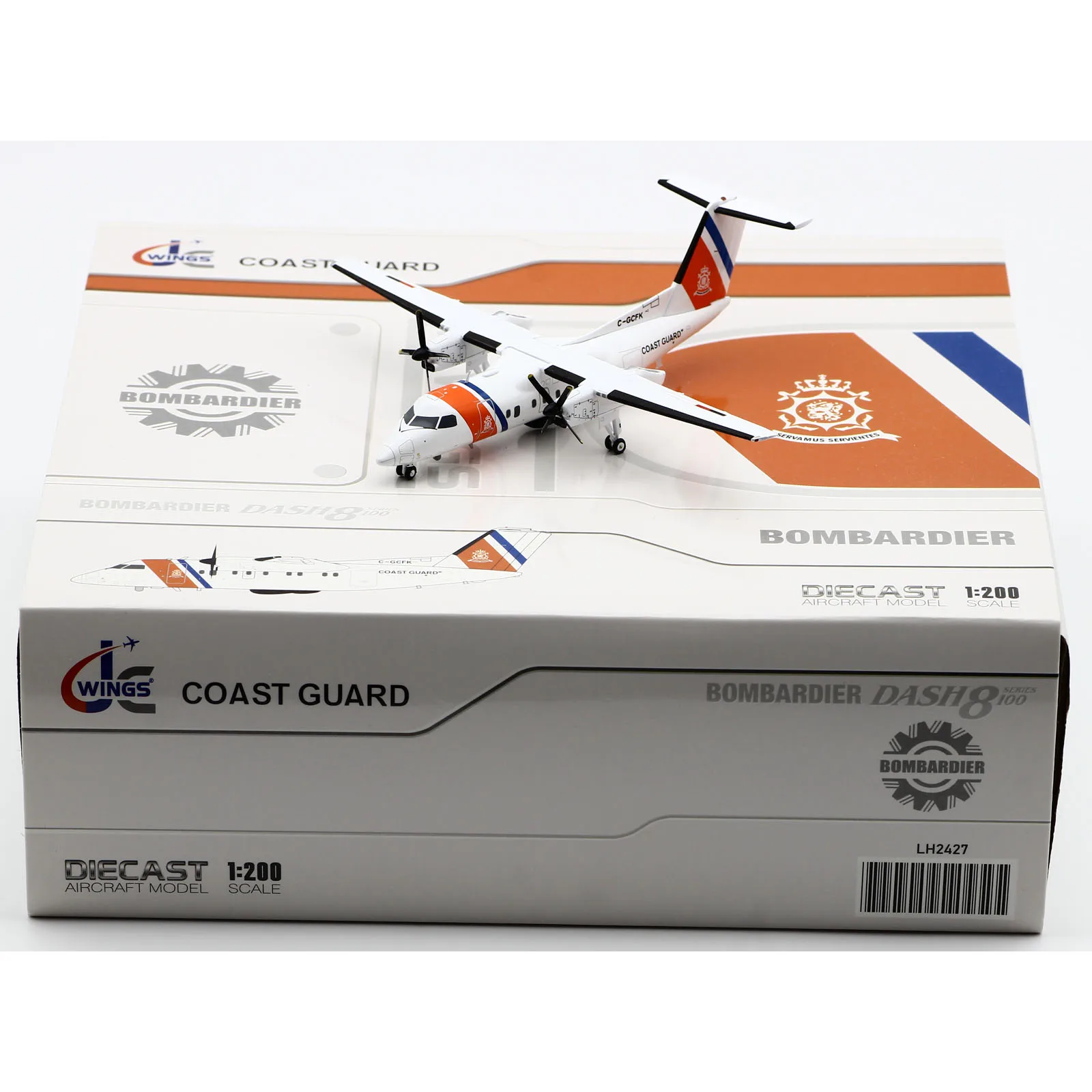 

LH2427 Alloy Collectible Plane Gift JC Wings 1:200 Netherlands Coastguard Bombardier Dash8-Q100 Diecast Aircraft Model C-GCFK