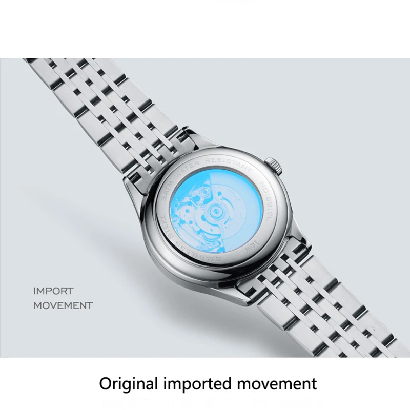 IW Casual Fashion Mechanical Women Watch Luxury Sapphire Glass Automatic Watch Simple Calendar Stainless Steel Watch Waterproof