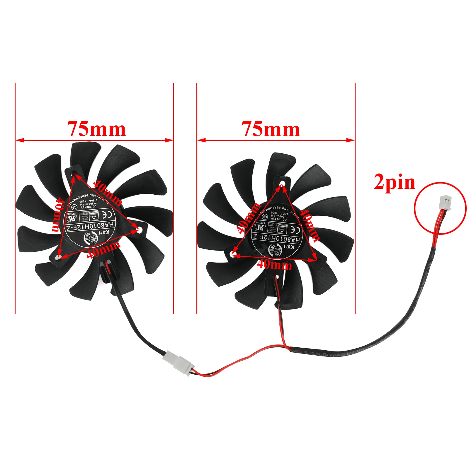 Substituição do fã da Placa de Vídeo para Msi Gtx 1050 1050 ti 2gt oc 75 mm Ha8010h12f-z Gtx1050 Gtx1050ti fã de Refrigeração da Placa Gráfica - Imagem 2