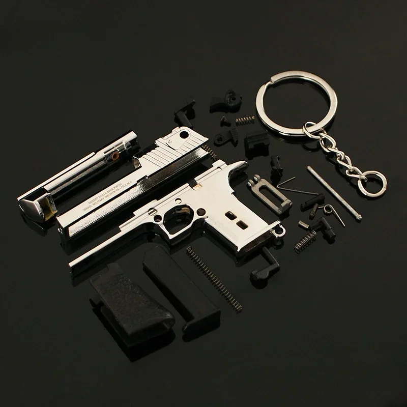Alloy 1:4 Scale Desert Eagle Mini Pistol Model Keychain Mini Toy Gun Weapon Model Metal Keychain for Adult Kids Christmas Gift 5