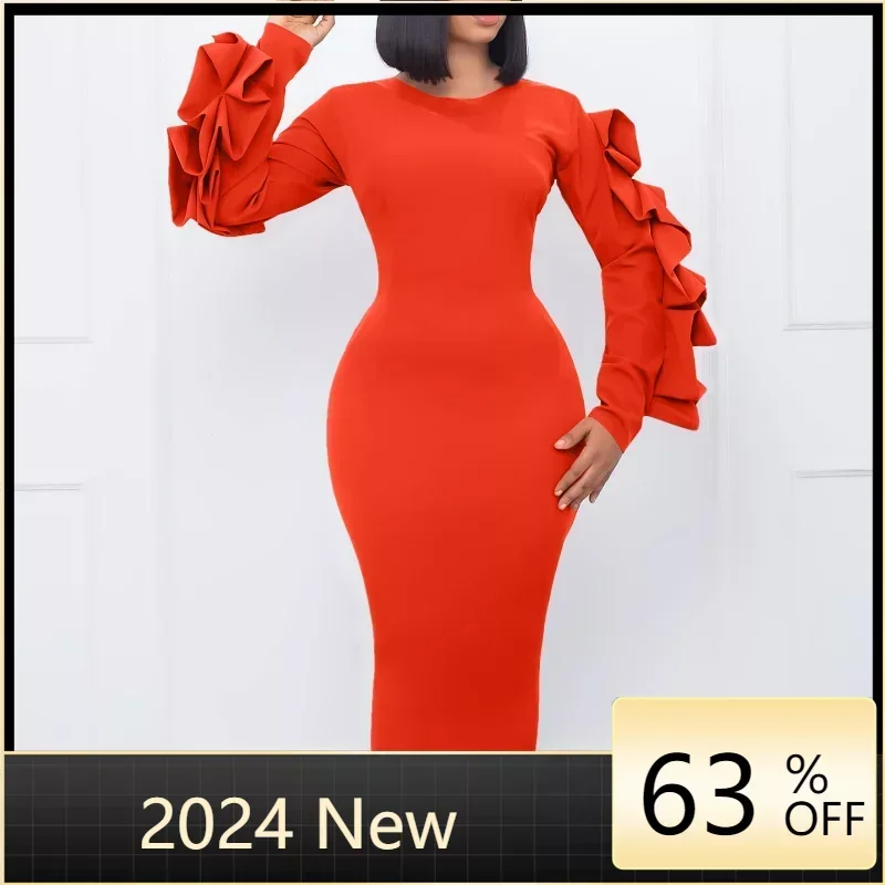 

Autumn Summer African Long Sleeve O-neck Polyester Blue Black White Knee-length Dress African Clothes African Dresses for Women