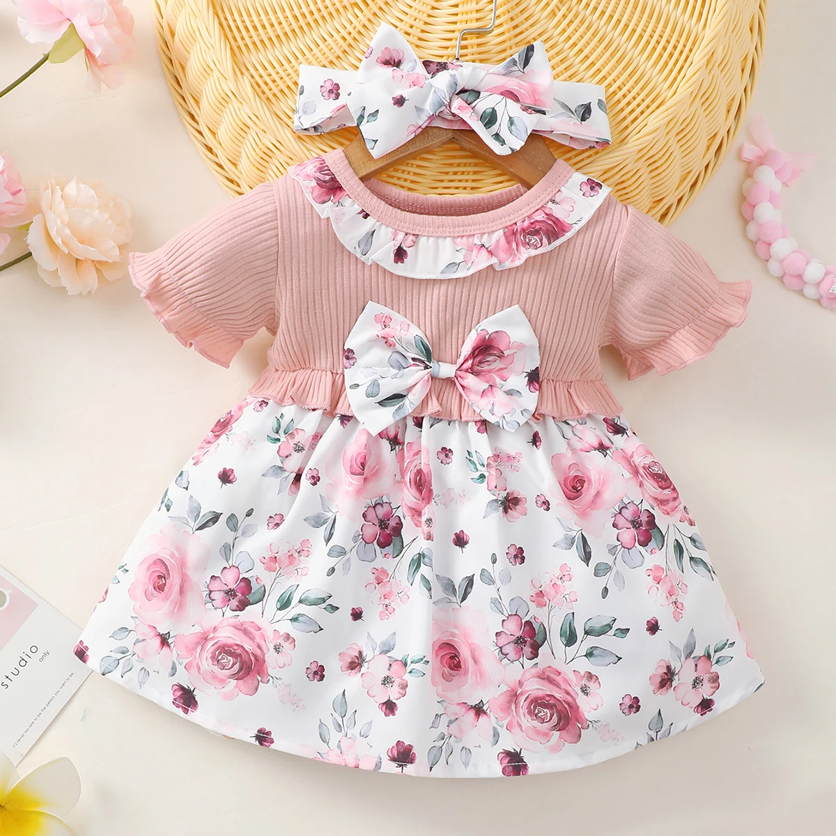 Vtido Informal De Verano Para Niñas, Ropa De Manga Corta, Color Sólido, Rosa Y Rojo, Moda Para