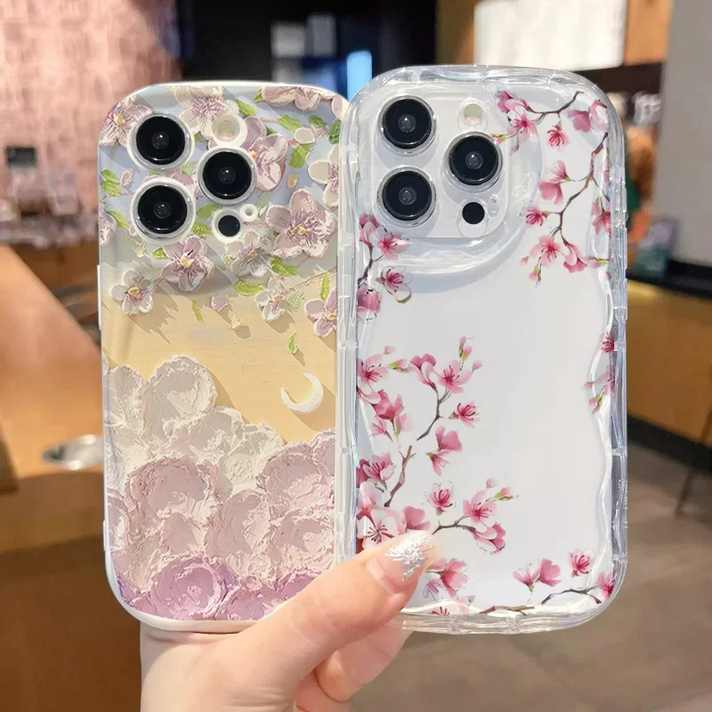 Flower Cream Wavy Edge Phone Case Cover
