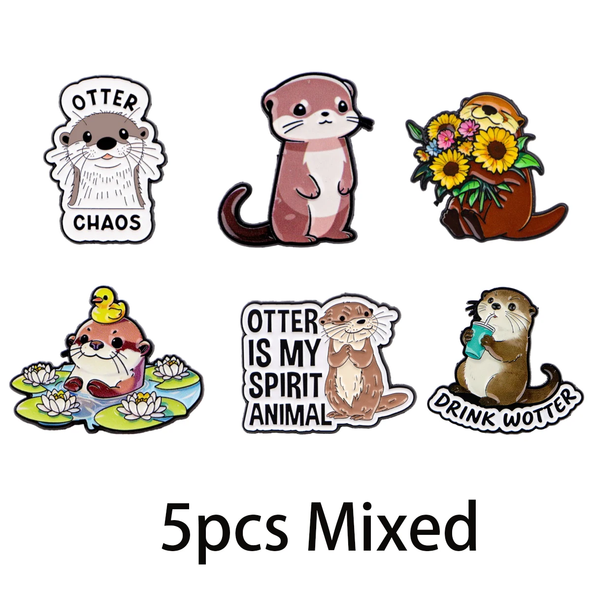 Charming Otter Enamel Pin – Whimsical Animal Brooch for Clothing Accessories and Gifts