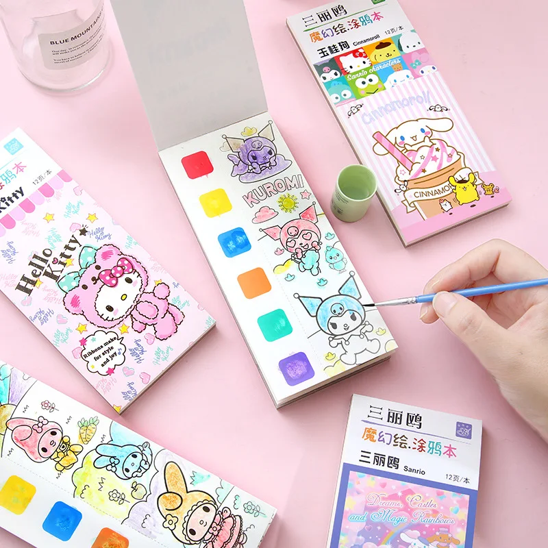 

Игрушки Hello Kitty для рисования водой, граффити, аниме экшн-фигурки, акварельная Волшебная книга для девочек, подарки на день рождения, раскраска