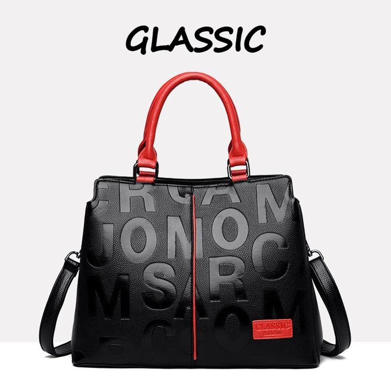 תיק יד בסגנון וינטאג' לנשים מבית BALDAUREN עם חריטת אותיות מודרנית, כתף וצלב - תיק גוף