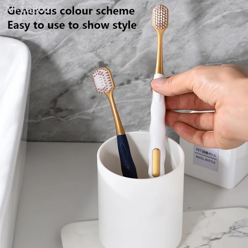 6Pcs 와이드 헤드 소프트 롱 헤드 성인용 큰 헤드 칫솔 편안한 치아 슈퍼 소프트 구강 청소 브러쉬