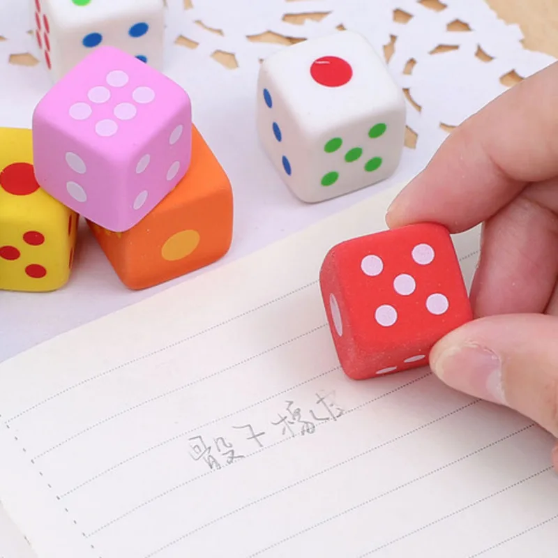 Cute 3 Pcs/set Novelty Dice Shaped Erasers 3D Candy Color Rubber Toy Kawaii Stationery School Office Supplies creative - 2