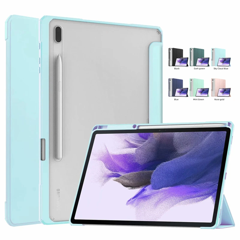 Plenaire sessie wees gegroet deze Case For Samsung Galaxy Tab S7 Fe Plus With Pencil Holder Luxury Transparent  Back Tablet Cover For Funda Samsung Tab S7 Fe S7fe - Tablets & E-books Case  - AliExpress